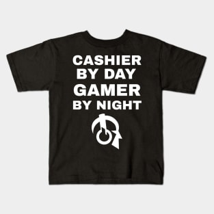 Cashier By Day Gamer By Night Kids T-Shirt